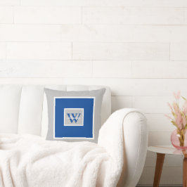 Gray and Blue Modern Simple Initial and Name Kissen