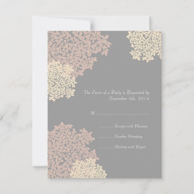 Gray and Cream Queen Anne's Lace Wedding RSVP (Vorderseite)