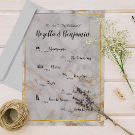 Gray and Gold Marble Agate Elegantes Hochzeitsprog