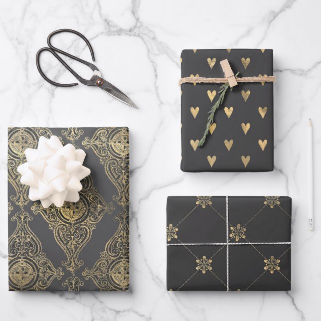 Gray and Gold Paris thematisch Geschenkpapier Set (Vorderseite)