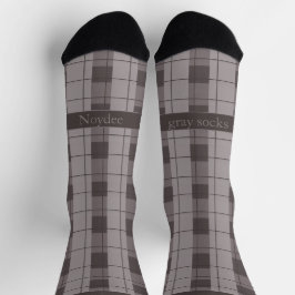 Gray and Grey Plaid, Text on Foot Socken