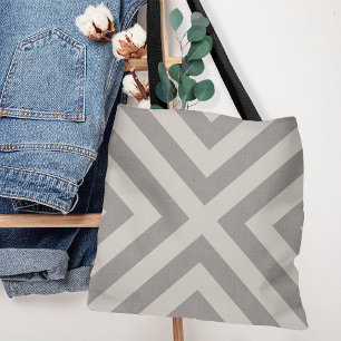 Gray and Ivory Diamond X   Modernes Bauernhaus Tasche