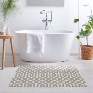 Gray and Ivory Trellis Modernes Bauernhaus Badematte