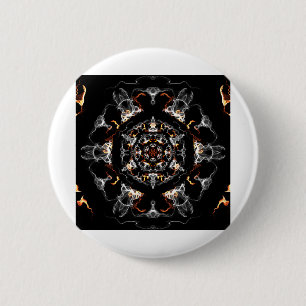 Gray and Orange Flame Mandala Button