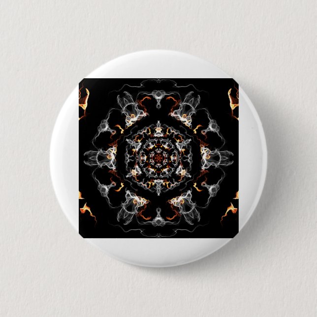 Gray and Orange Flame Mandala Button (Vorderseite)