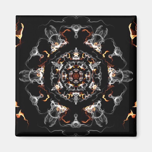 Gray and Orange Flame Mandala Magnet (Vorne)