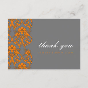 Gray and Orange Lace Wedding Danke Card