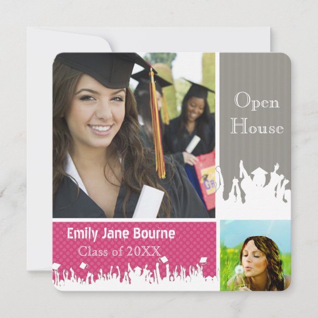 Gray and Pink Fuchsai Senior Picture Class Ankündigung (Vorderseite)