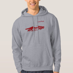 Gray and Red Lone Wolf Hoodie