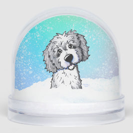 Gray and White Goldendoodle  Schneekugeln
