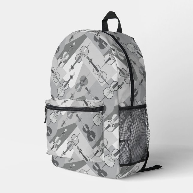 Gray Angled Cellos Bedruckter Rucksack (Rückseitige Ecke Rechts)