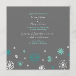 Gray Aqua Snow Winter Wedding Einladungskarten