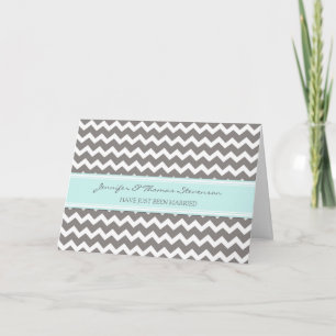 Gray Aqua Zickzack Just Married Announcement Card Ankündigung