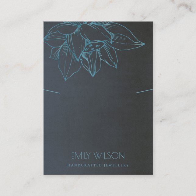 GRAY AQUAMARIN BLUE LOTUS EINFACHE ANZEIGE DES NET VISITENKARTE (Vorderseite)