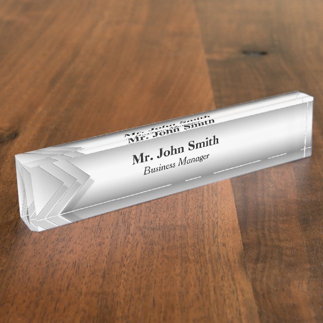 Gray Arrow Banner Schreibtisch Name Plakat Namensplakette (Seite)