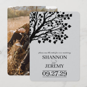 Gray Aspen Tree Wedding Save The Date