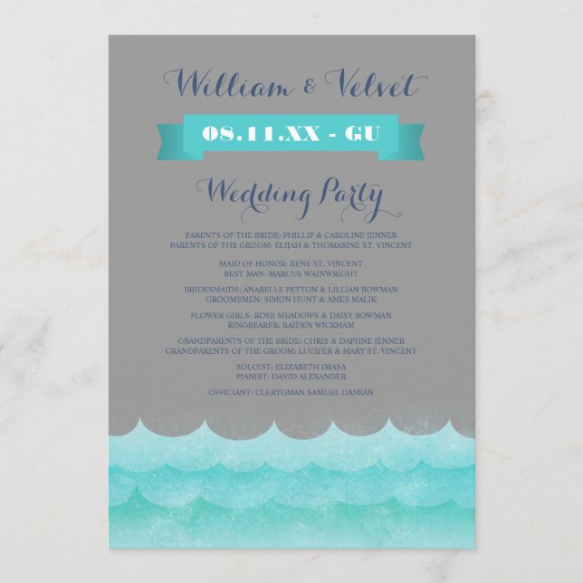 Gray at Sea Nautical Weddings Programme (Vorderseite)