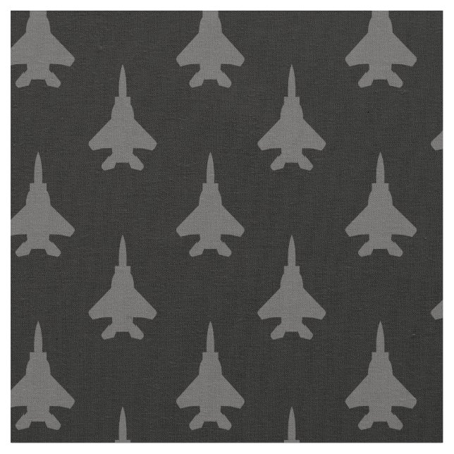 Gray auf Black F-15E Fighter Jet Muster Stoff (Nahaufnahme)