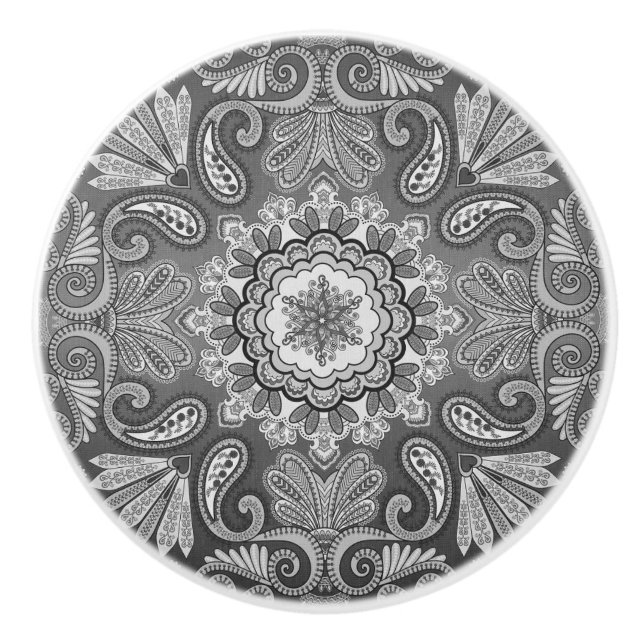 Gray Bandana Muster Country Keramik Pull Keramikknauf (Vorderseite)
