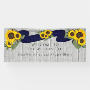 Gray Barn Wood Navy Blauer Sonnenblume Rustikale H Banner