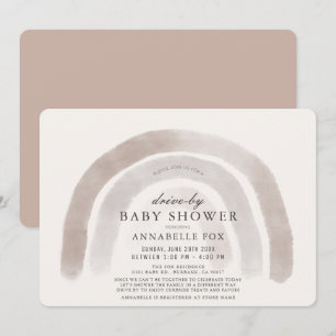 Gray Beige Regenbogen Wasserfarbe Drive by Baby Sh Einladung