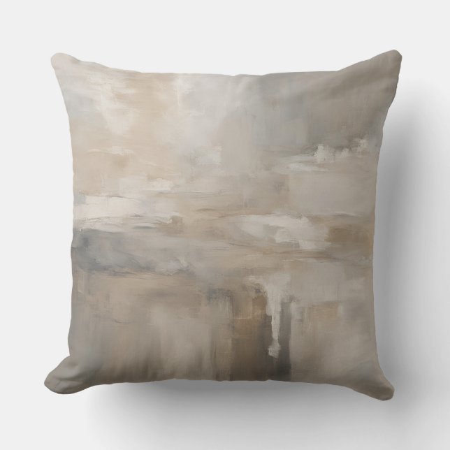 Gray Beige Taupe Neutral Abstrakt Kissen (Vorderseite)