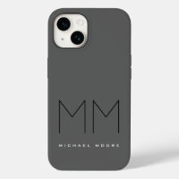 Gray Black Bold Monogram Modern Your Name Initials