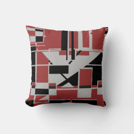 Gray Black Dark Red Geometric Abstract Labyrinth Kissen