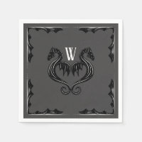 Gray Black Dragon Monogram Fantasy Wedding