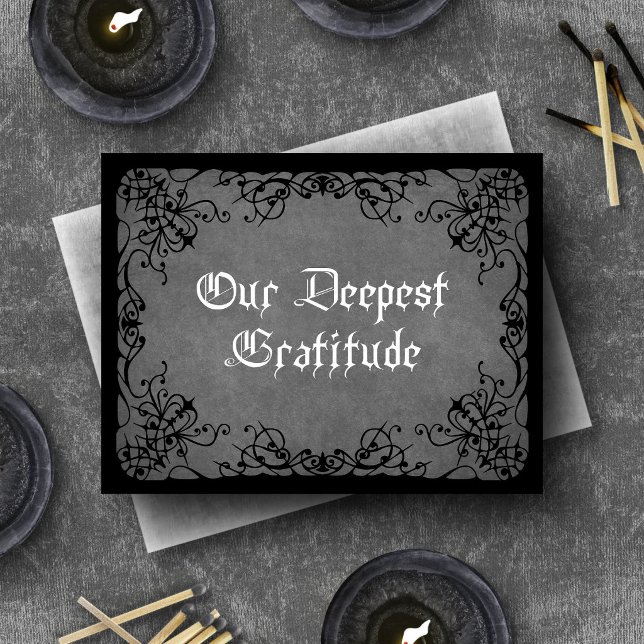 Gray Black Gothic Wedding Dankeskarte (Von Creator hochgeladen)