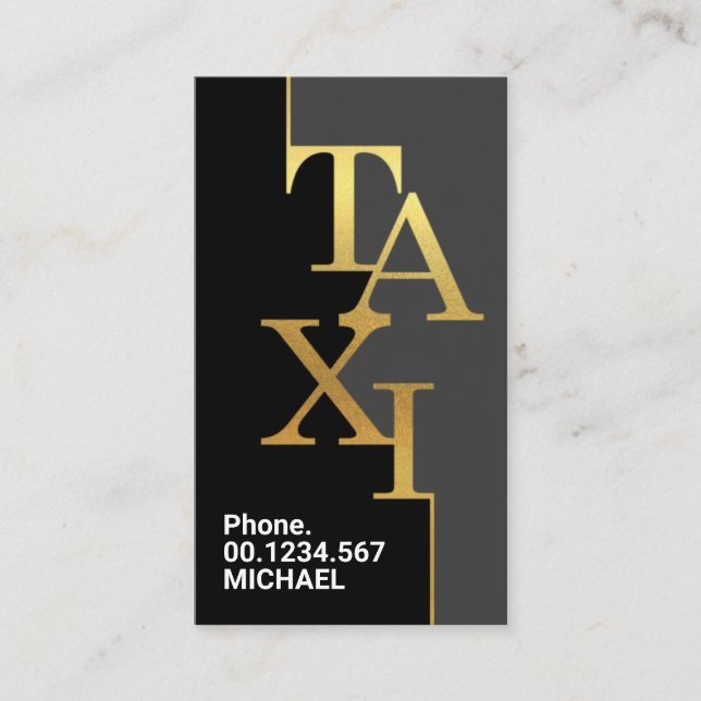 Gray Black Layers Gold Taxi Icon Designer Driver Visitenkarte (Vorderseite)