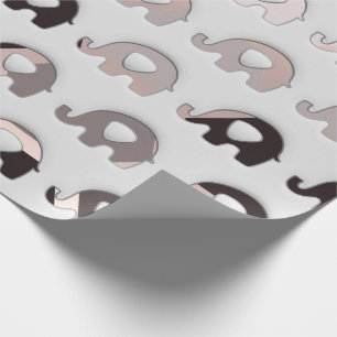 Gray Black Pastel Gray 3D Elefanten Geschenkpapier