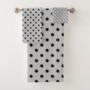 Gray Black Polka Dot Badhandtuch Set
