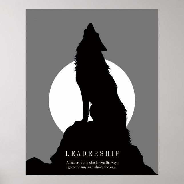 Gray Black Pop Art Leadership Wolf Howling Poster (Vorne)