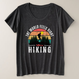 Gray Black Retro Vintages Wandern Camping Große Größe T-Shirt