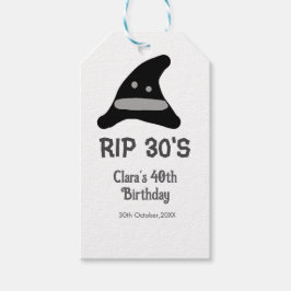Gray black RIP 30's 40th birthday witch hat hallow Geschenkanhänger