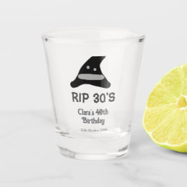 Gray black RIP 30's 40th birthday witch hat hallow Schnapsglas