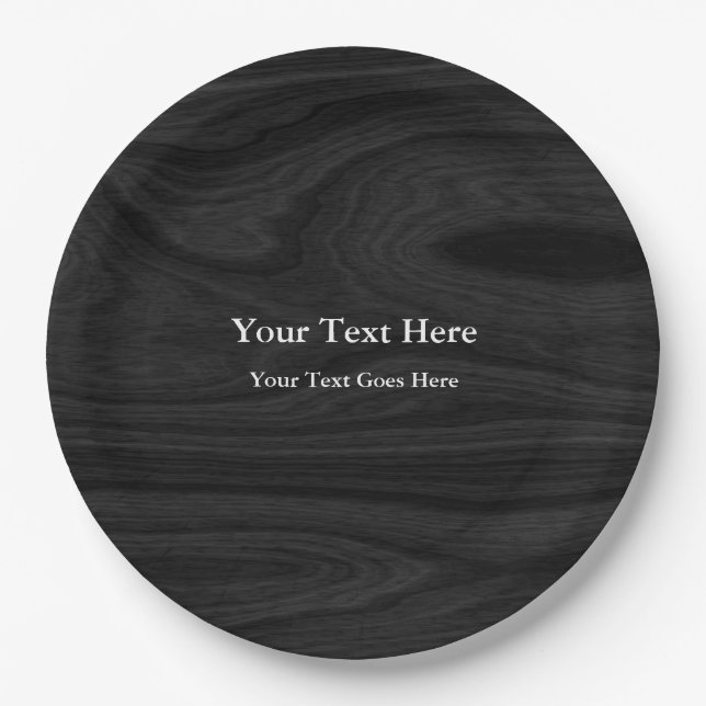Gray Black Schlicht Elegant Moderner ADD-TEXT Pappteller (Vorderseite)