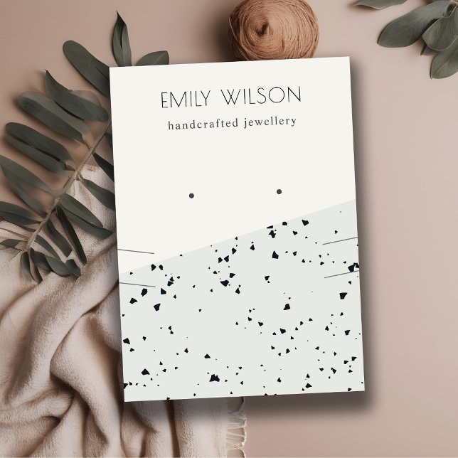 Gray Black Terrazzo Texture Stud Earring Necklace Visitenkarte (Von Creator hochgeladen)