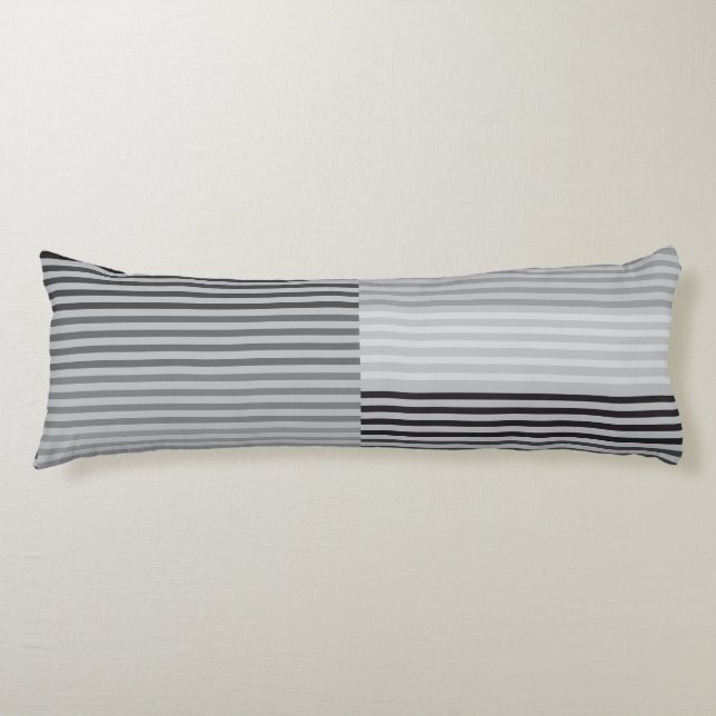 Gray, Black, White Stripes Seitenschläferkissen (Vorderseite)