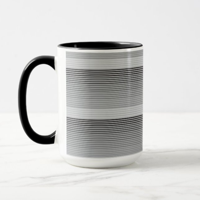 Gray, Black, White Stripes Tasse (Links)