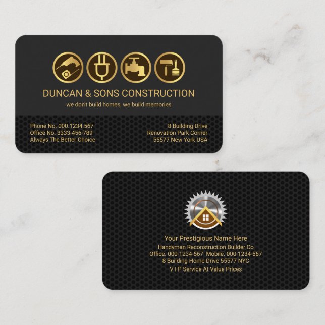 Gray Black Wire Mesh Layers Handyman Tools Visitenkarte (Vorne/Hinten)