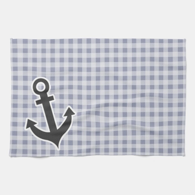 Gray-Blue Gingham; Anchor Küchentuch (Horizontal)