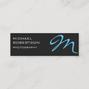 Gray Blue Monogram Fotograf Business Card Mini Visitenkarte
