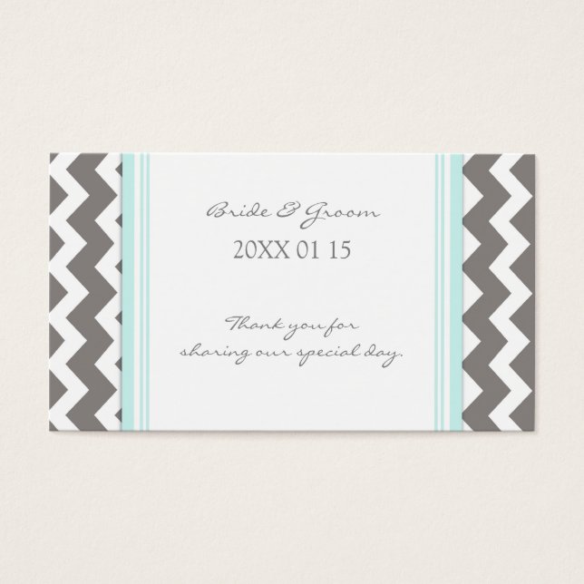 Gray Blue Zickzack Gastgeschenk Hochzeit Tags (Vorderseite)