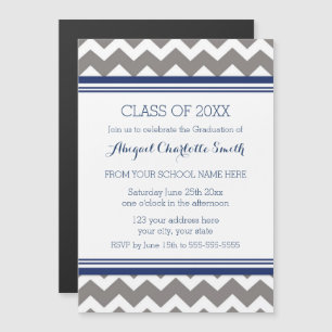 Gray Blue Zickzack Graduation Party Magnetic Card Magneteinladung