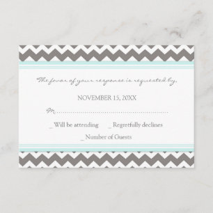 Gray Blue Zickzack UAWG Wedding Card RSVP Karte