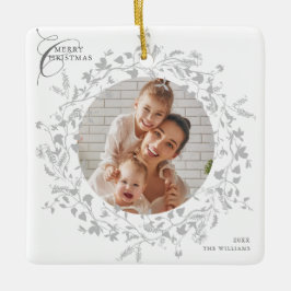 Gray Boho Wildblume Wreath Christmas 2 Foto Keramikornament