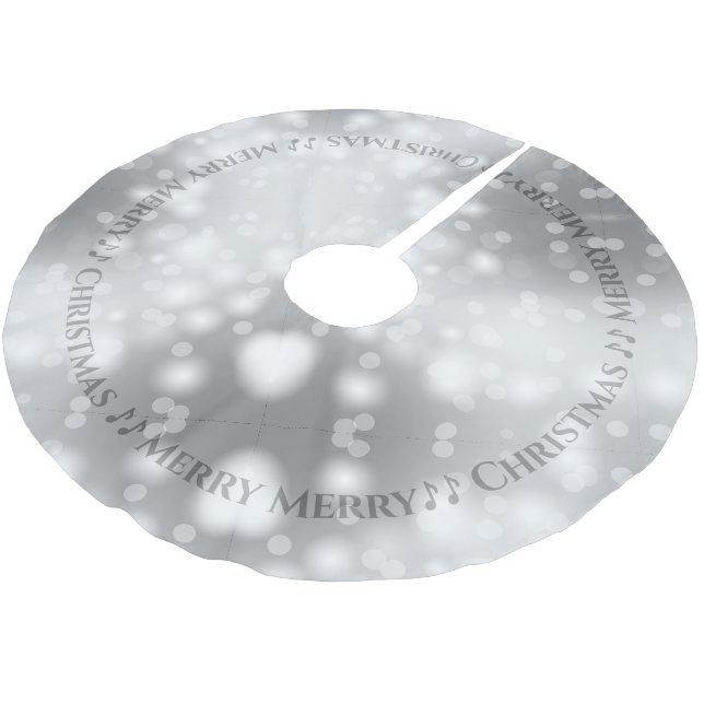 Gray Bokeh Bubble Lights Glamour Frohe Weihnachten Polyester Weihnachtsbaumdecke (Schrägansicht)