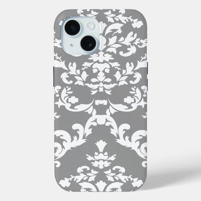 Gray Bold Damask @ Emporiomoffa Case-Mate iPhone Hülle (Rückseite)
